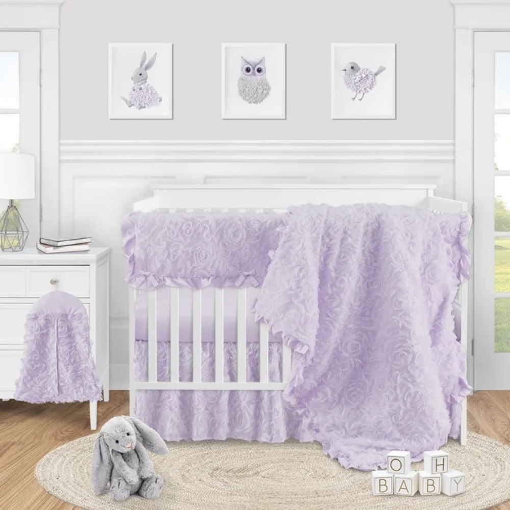 Sweet Jojo Designs® Lavender Purple Rose 4-Piece Crib Bedding Set in Lavender